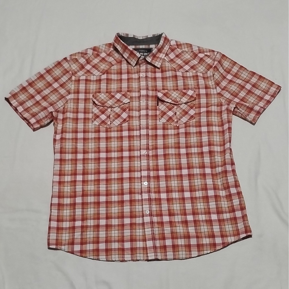Vintage Ecko Unltd. Men's 2XL Plaid Cotton Blend Button-Up Short Sleeve Shirt